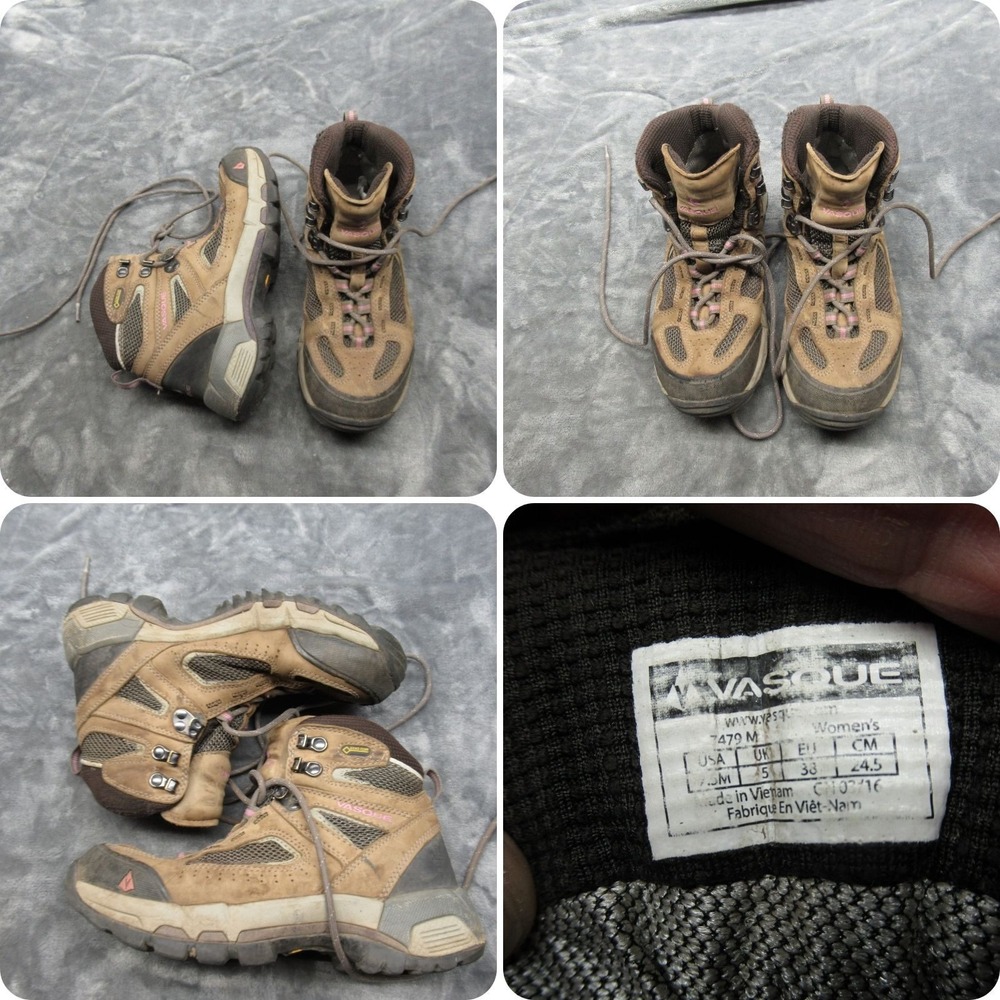 Vasque Hiking Boots Womens‎ 7.5 M Brown Pink Waterproof Gore-Tex Breeze 2.0